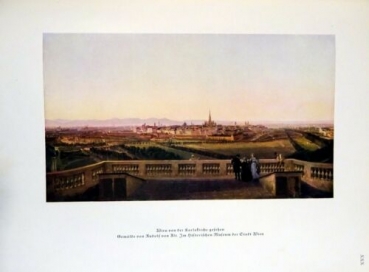 Alter Druck von 1941 - Wien von der Karlskirche gesehen. Gemälde von Rudolf von Alt - alter Druck / Der Wachtposten